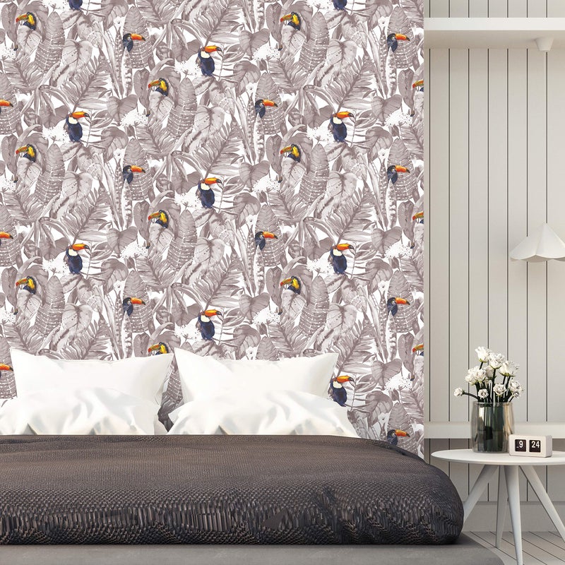 Tempaper Newspaper Toucan Removable Peel and Stick Wallpaper, 20.5 in X 16.5 ft, Made in the USA - Image 2